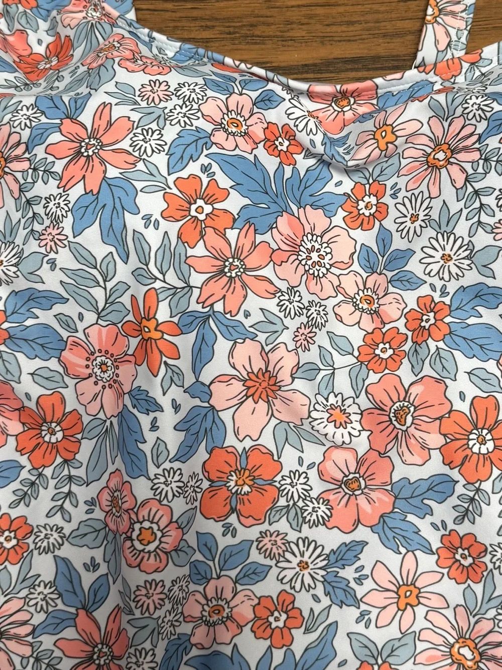 EoMenie Floral Print One-Piece Swimsuit bra built in Coral & Blue Womens 18W NWT - Picture 3 of 11